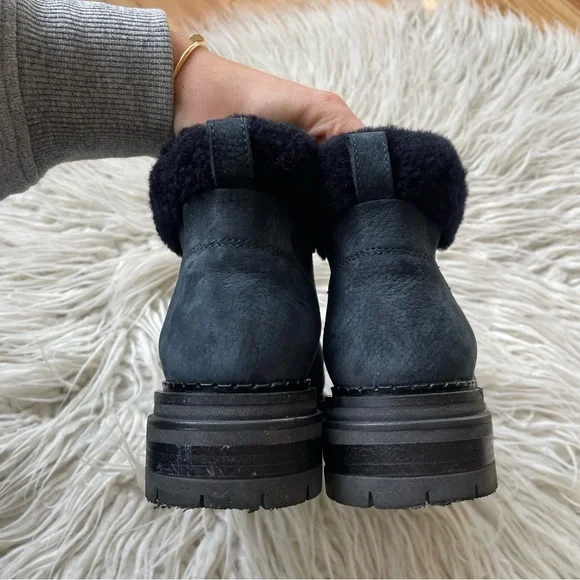 M.GEMI Navy Blue Nubuck Leather Lace Up Lug Sole GORPCORE Alpi Boot EUC Sz 37.5 - Picture 6 of 11